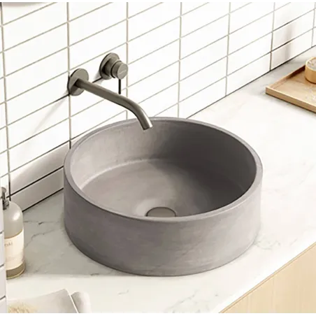 LAVABO CEMENTO PESQUERA GRIS CLARO REDONDO BATHCO