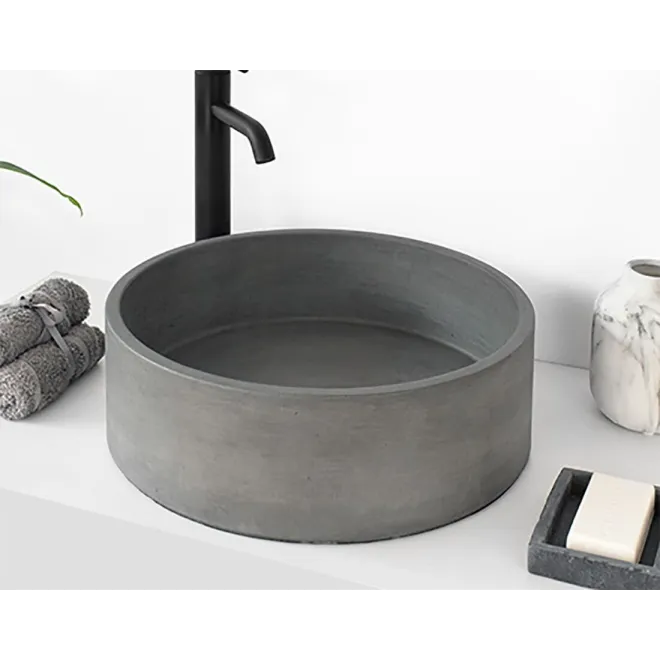 LAVABO CEMENTO PESQUERA GRIS OSCURO REDONDO BATHCO