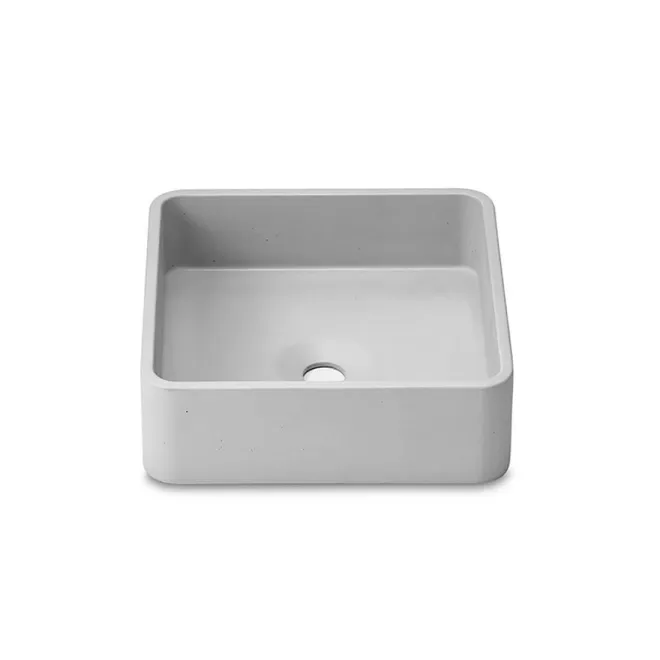 LAVABO CEMENTO NESTARES GRIS CLARO CUADRADO BATHCO FONDO BLANCO