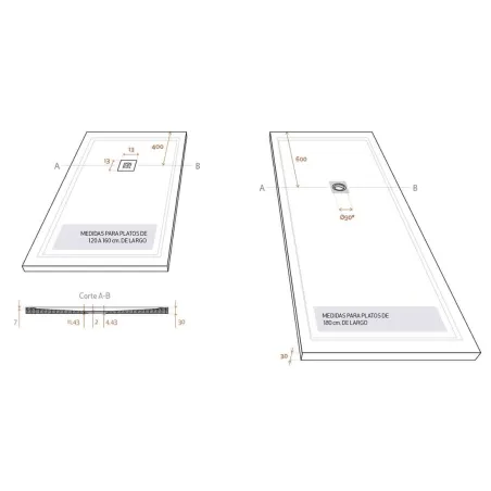 PLANO CON COTAS PLATO DE DUCHA RESINA BORDER STRATO