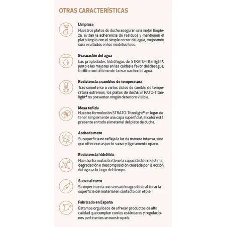 CARACTERISTICAS PLATO DE DUCHA RESINA BORDER STRATO