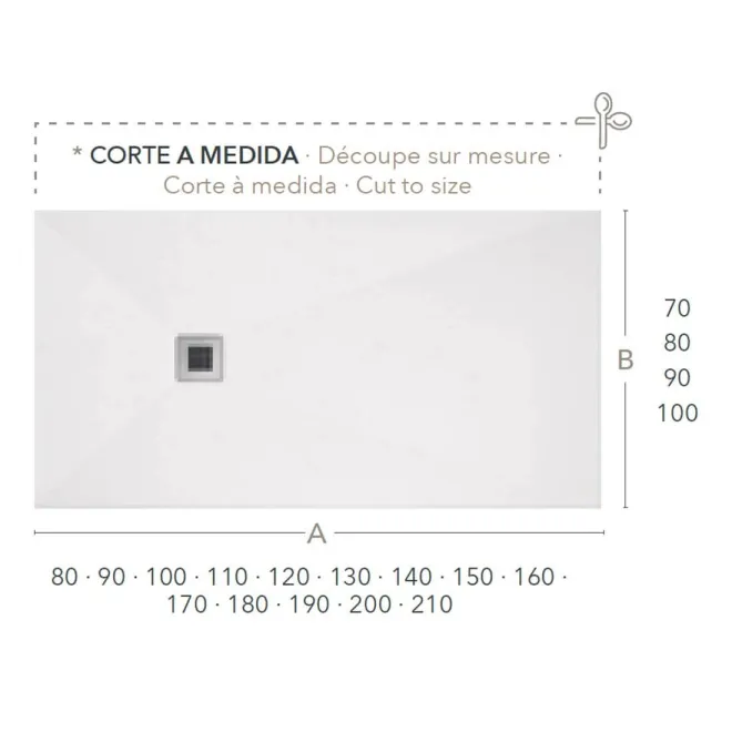 PLANO CON COTAS PLATO DE DUCHA RESINA GOTHAM A MEDIDA PROFILTEK