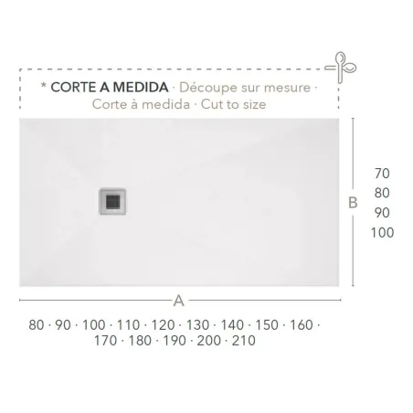 PLANO CON COTAS PLATO DE DUCHA RESINA GOTHAM A MEDIDA PROFILTEK