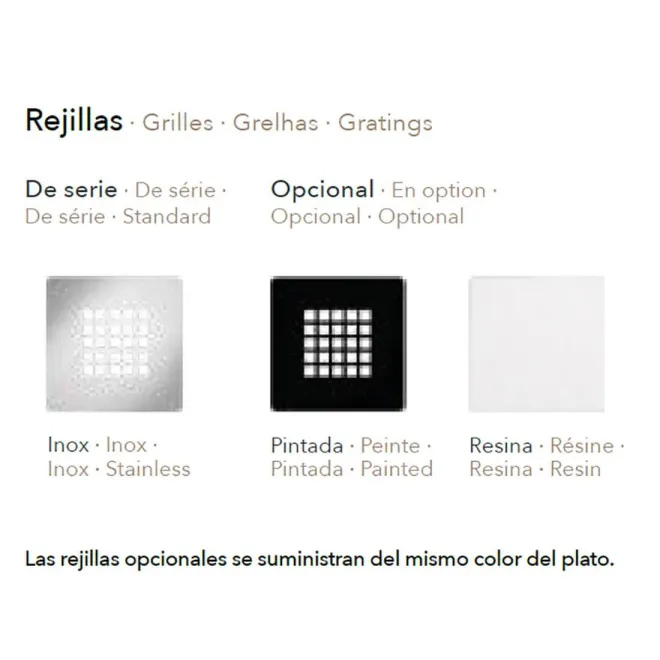 OPCIONES REJILLA PLATO DE DUCHA RESINA ZENDA A MEDIDA PROFILTEK