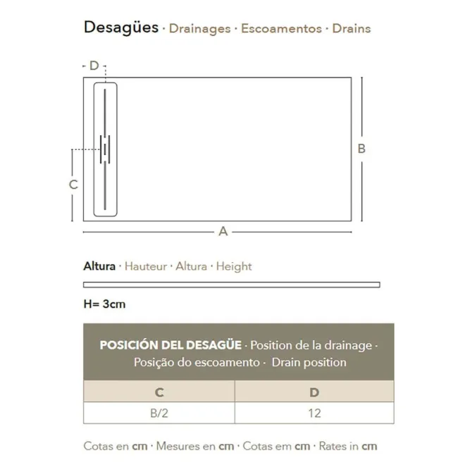 PLATO DE DUCHA RESINA DARAY A MEDIDA PROFILTEK PLANO CON COTAS