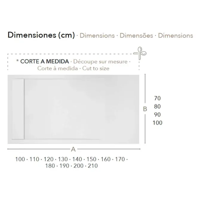 CORTE PLATO DE DUCHA RESINA MATIS A MEDIDA PROFILTEK