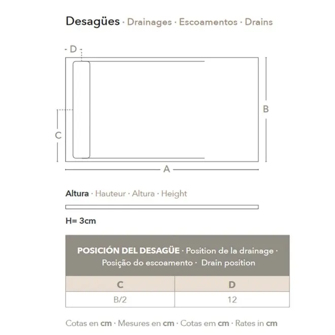 PLATO DE DUCHA RESINA MATIS A MEDIDA PROFILTEK PLANO CON COTAS