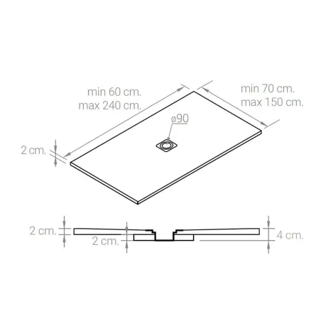 PLANO PLATO DE DUCHA PIEDRA ATENEA BAALNEO