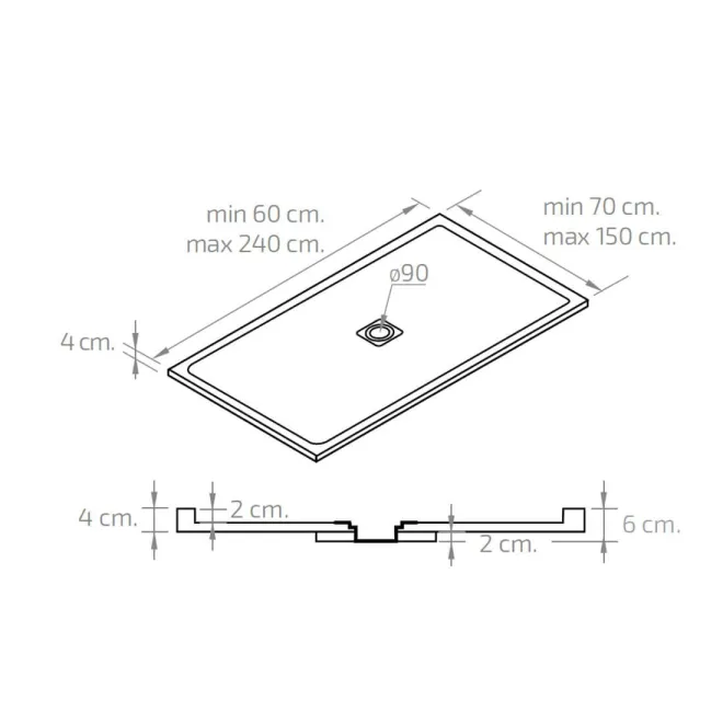 PLANO PLATO DE DUCHA PIEDRA APOLO BAALNEO