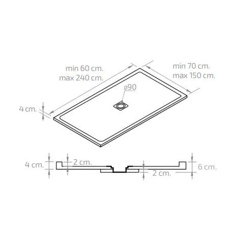 PLANO PLATO DE DUCHA PIEDRA APOLO BAALNEO