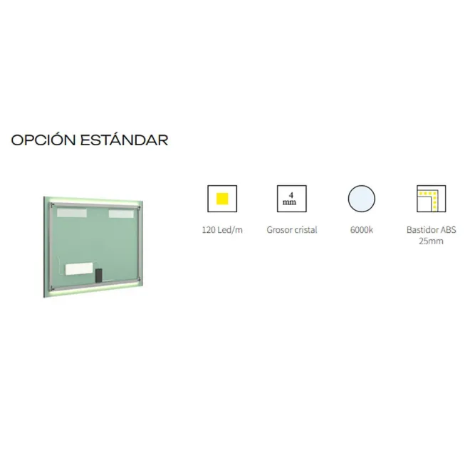 FICHA TECNICA ESPEJO DE BAÑO CON LUZ LED GINGER A MEDIDA BATHDECOR
