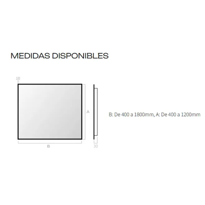 MEDIDAS ESPEJO DE BAÑO CON LUZ LED A MEDIDA SIMBA BATHDECOR