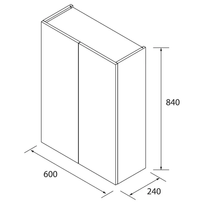 PLANO ARMARIO DE BAÑO INFINITY 84 2 PUERTAS SUSPENDIDO SALGAR