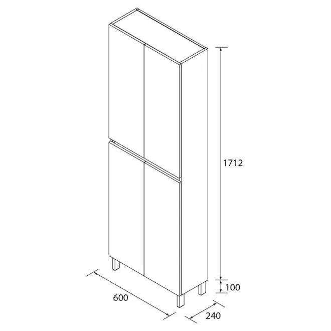 PLANO COLUMNA DE BAÑO INFINITY 181 4 PUERTAS CON PATAS SALGAR