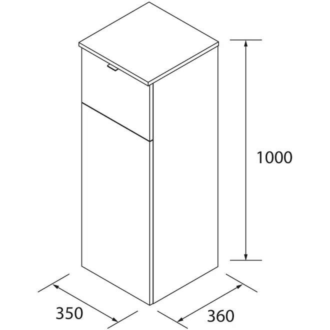 PLANO COLUMNA DE BAÑO ALLIANCE 100 CON TOCADOR SUSPENDIDA SALGAR