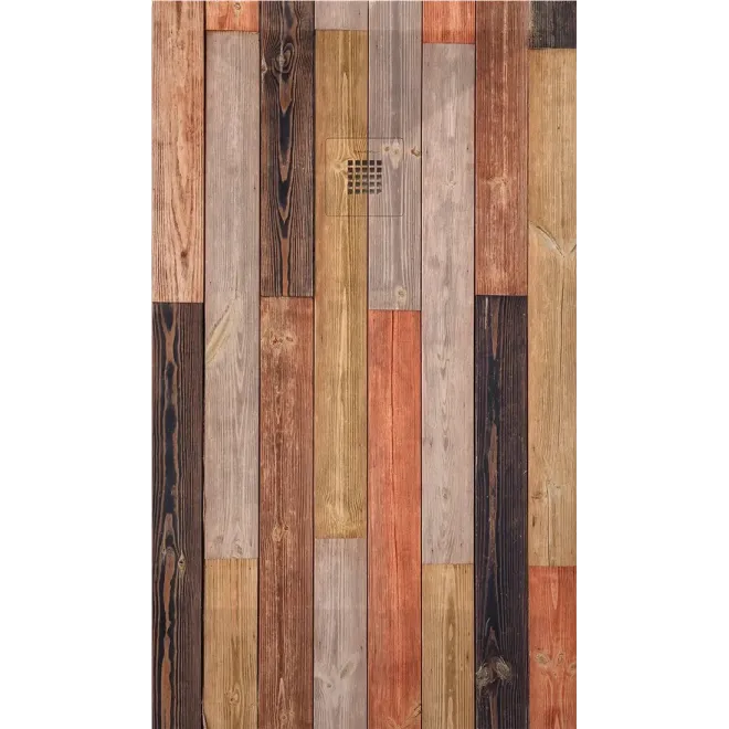 PLATO DE DUCHA RESINA 3D DECORADO MADERA RUSTICA A MEDIDA BAALNEO
