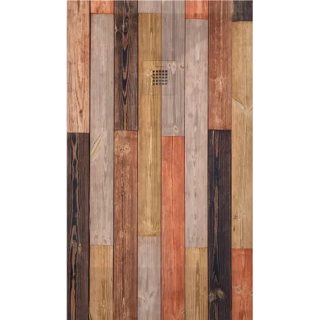 PLATO DE DUCHA RESINA 3D DECORADO MADERA RUSTICA A MEDIDA BAALNEO