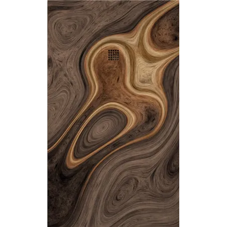 PLATO DE DUCHA RESINA 3D DECORADO MADERA RUSTICA A MEDIDA BAALNEO