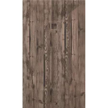 PLATO DE DUCHA RESINA 3D DECORADO MADERA RUSTICA A MEDIDA BAALNEO