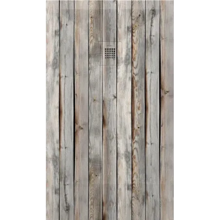 PLATO DE DUCHA RESINA 3D DECORADO MADERA RUSTICA A MEDIDA BAALNEO