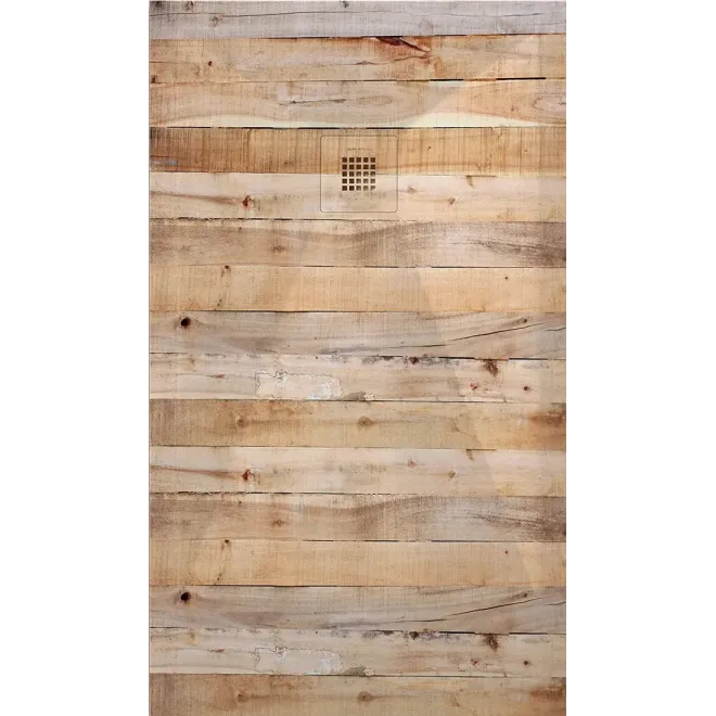 PLATO DE DUCHA RESINA 3D DECORADO MADERA RUSTICA A MEDIDA BAALNEO