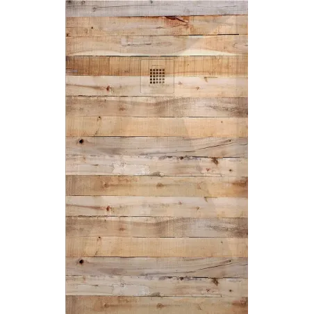PLATO DE DUCHA RESINA 3D DECORADO MADERA RUSTICA A MEDIDA BAALNEO