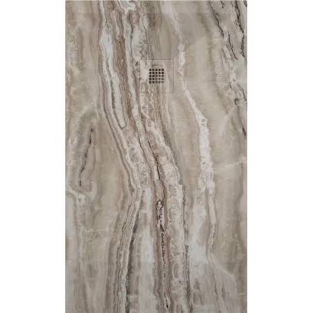 PLATO DE DUCHA RESINA 3D DECORADO MARMOL TRAVERTINO A MEDIDA BAALNEO
