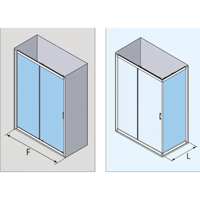 PLANO MAMPARA DUCHA ANGULAR CORREDERA SPRING SPG-310 + LDF PROFILTEK