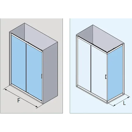 PLANO MAMPARA DUCHA ANGULAR CORREDERA SPRING SPG-310 + LDF PROFILTEK