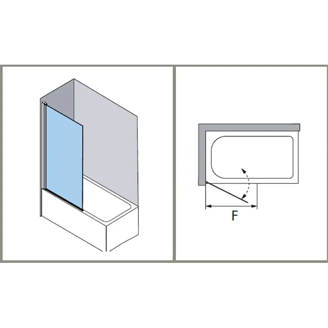 PLANO MAMPARA ABATIBLE BAÑERA HADA PLUS HP-110 PROFILTEK