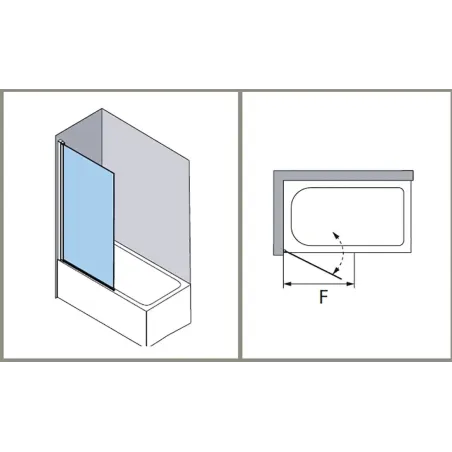 PLANO MAMPARA ABATIBLE BAÑERA HADA PLUS HP-110 PROFILTEK