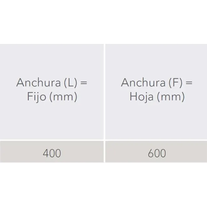 MEDIDAS MAMPARA FIJA + ABATIBLE DUCHA HADA PLUS HP-106 PROFILTEK