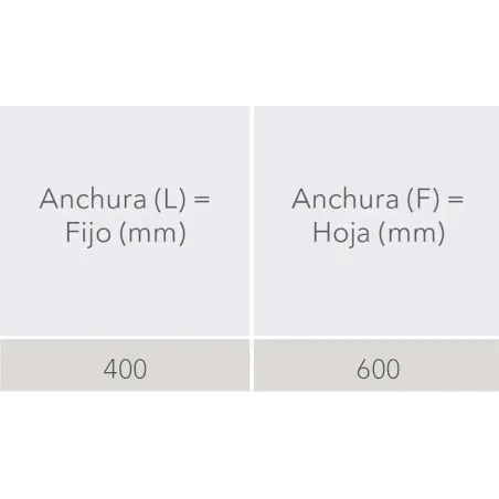MEDIDAS MAMPARA FIJA + ABATIBLE DUCHA HADA PLUS HP-106 PROFILTEK
