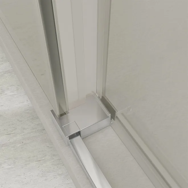 DETALLE MAMPARA DUCHA FRONTAL CORREDERA 2 FIJOS + 2 PUERTAS TURIA BAALNEO