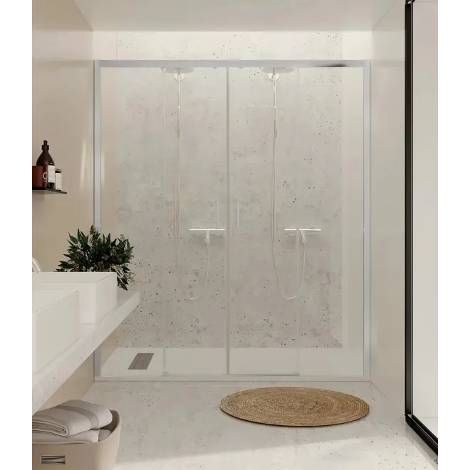 MAMPARA DUCHA FRONTAL CORREDERA 2 FIJOS + 2 PUERTAS TURIA BAALNEO