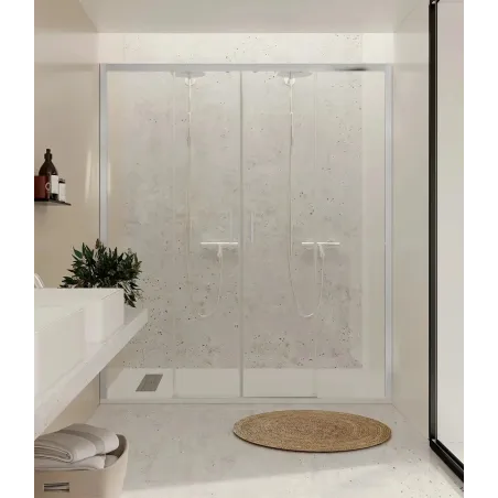 MAMPARA DUCHA FRONTAL CORREDERA 2 FIJOS + 2 PUERTAS TURIA BAALNEO