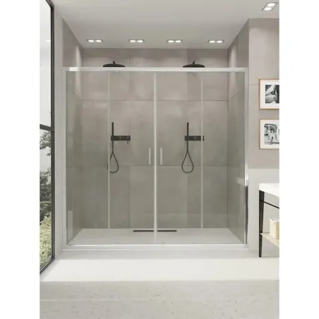 MAMPARA DUCHA FRONTAL CORREDERA 2 FIJOS + 2 PUERTAS JUCAR BAALNEO