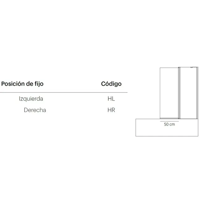 PLANO MAMPARA DE BAÑERA FIJA + ABATIBLE TEBAS DOCCIA