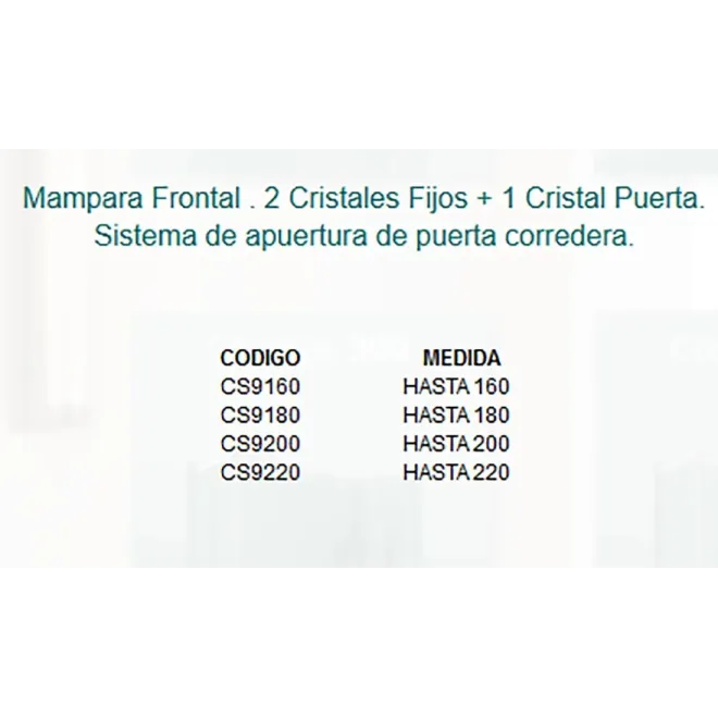 FICHA MAMPARA DE DUCHA A MEDIDA FRONTAL CORREDERA COSMOS 900