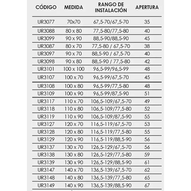 FICHA MAMPARA DUCHA ANGULAR CORREDERA URBAN 300