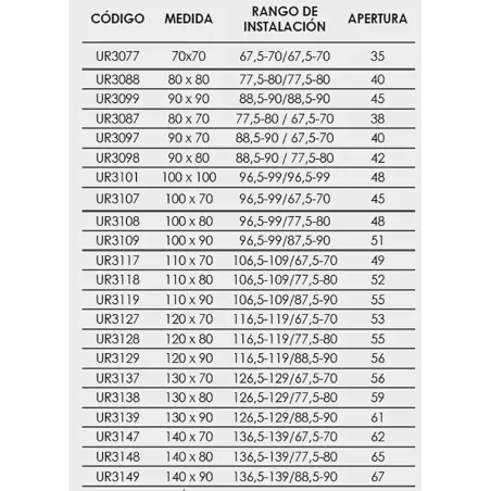 FICHA MAMPARA DUCHA ANGULAR CORREDERA URBAN 300