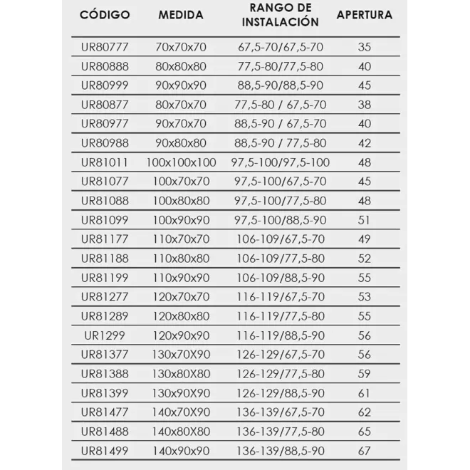 FICHA MAMPARA DE DUCHA FRONTAL CORREDERA URBAN 800