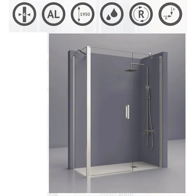 MAMPARA DUCHA ANGULAR ABATIBLE PADEL 400CB
