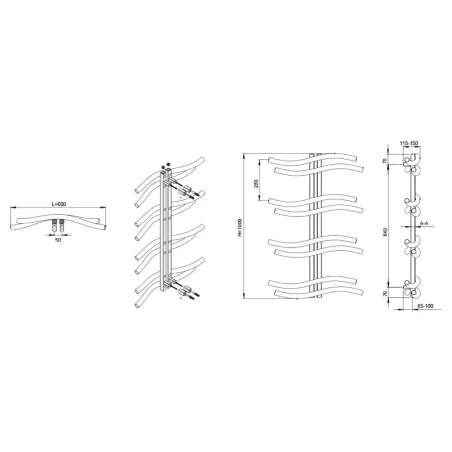PLANO RADIADOR TOALLERO WAVE ACERO INOX CICSA