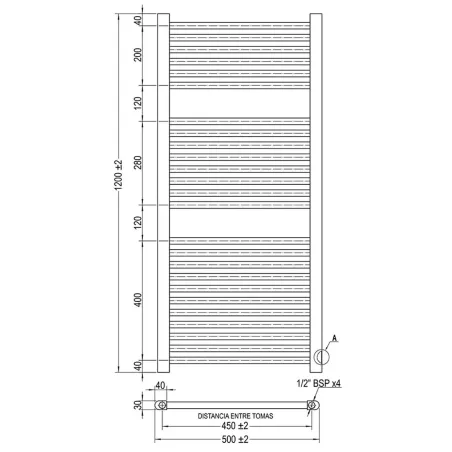 PLANO TOALLERO ELÉCTRICO BASIC BAALNEO 120X50
