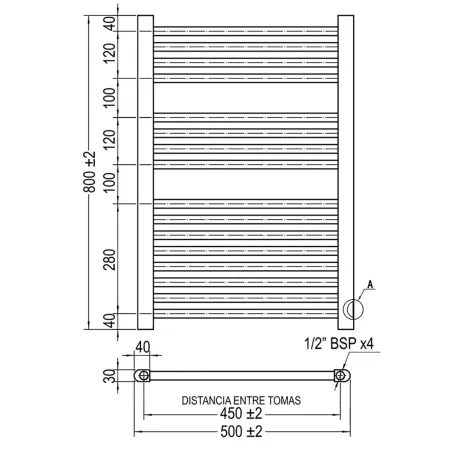 PLANO TOALLERO ELÉCTRICO BASIC BAALNEO 80X50