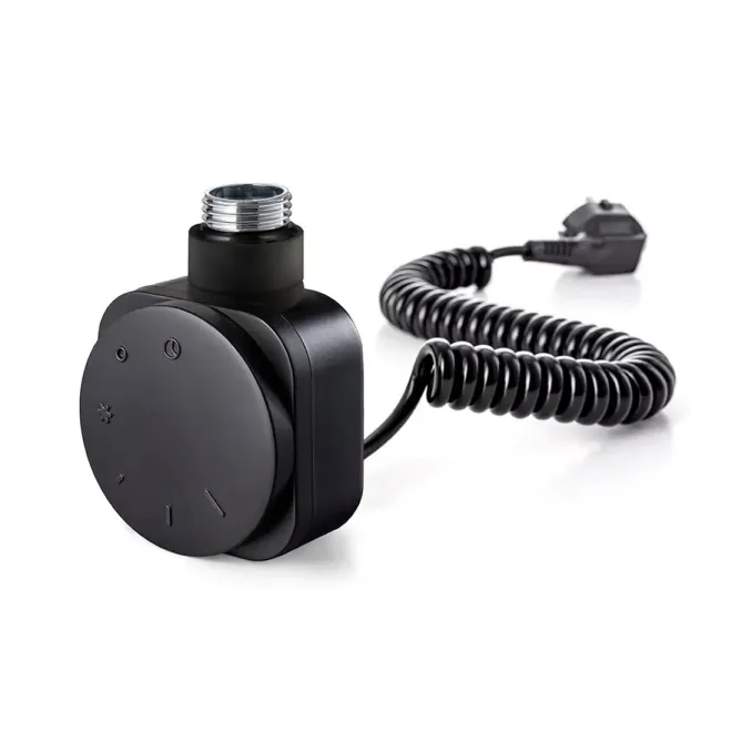 TOALLERO ELÉCTRICO DECORATIVO ROAD BAALNEO NEGRO DETALLE