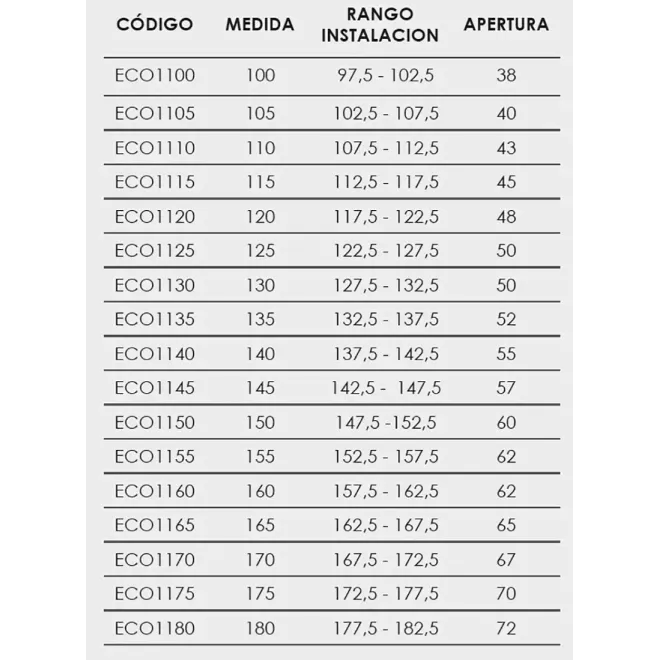 FICHA MAMPARA DUCHA FRONTAL ECO 100 CASTEL