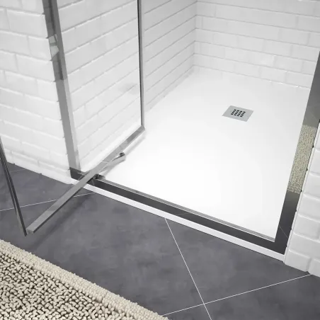 DETALLE MAMPARA DE DUCHA PIVOTANTE 1 HOJA HABITAT PLATA BRILLO SALGAR