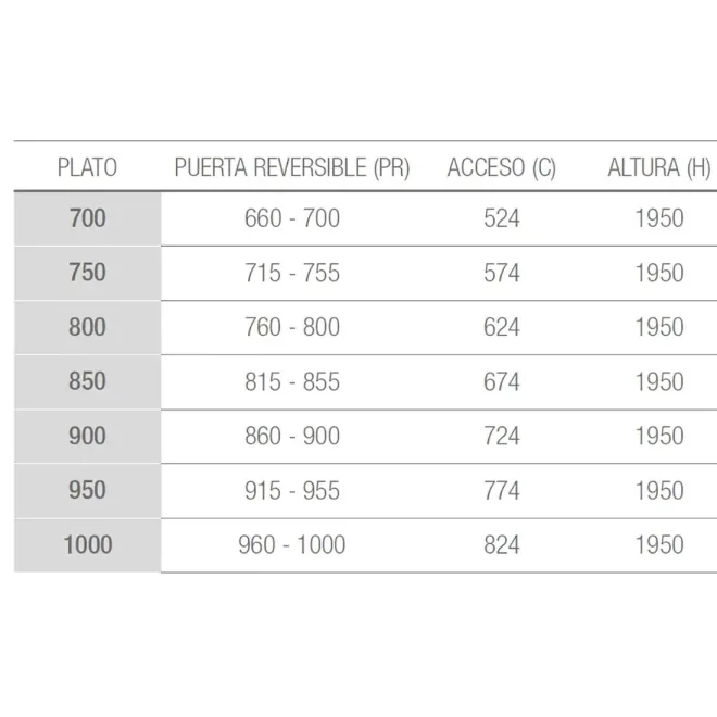 FICHA MAMPARA DE DUCHA PIVOTANTE 1 HOJA HABITAT PLATA BRILLO SALGAR